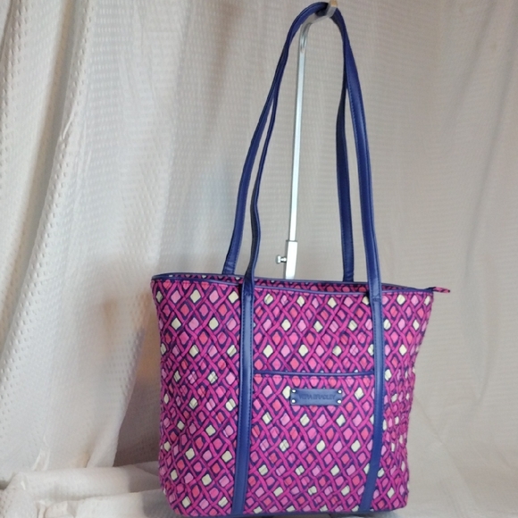 Vera Bradley Handbags - Vera Bradley Tote Bag In Katalina Pink Diamonds With Purple Trim